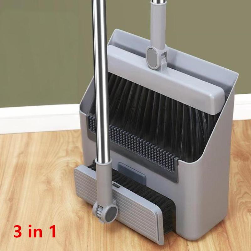4 In 1 Broom Combo Set With Broom Dustpan Squeegee Floor Brush Multi Purpose Cleaning Tool For Home Commercial Use
