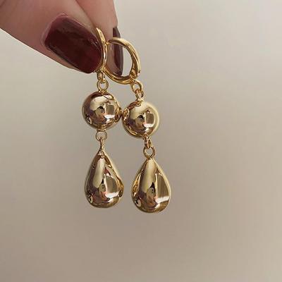 Temperament Metall Glatte Gold Farbe Waterdrop Geometrische Ohrringe für Frauen Party Schmuck Geschenke