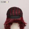 Paruka Bob Lucu Rambut Warna Merah Anggur Lurus Pendek Sintetis Elemen untuk Pesta Paruka Wanita Putih/Hitam atau Pakaian Sehari-hari