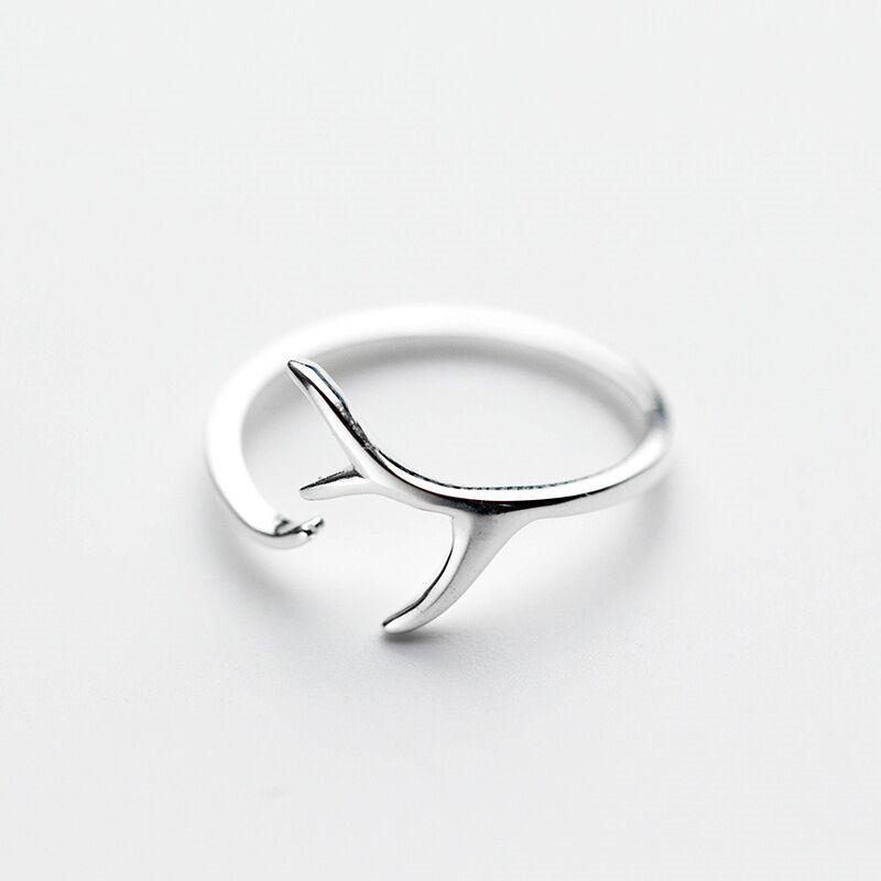 Fashion Antlers Smooth Temperament 925 Sterling Silver Jewelry Personality Geometric Branches Simple Opening Rings TYB002