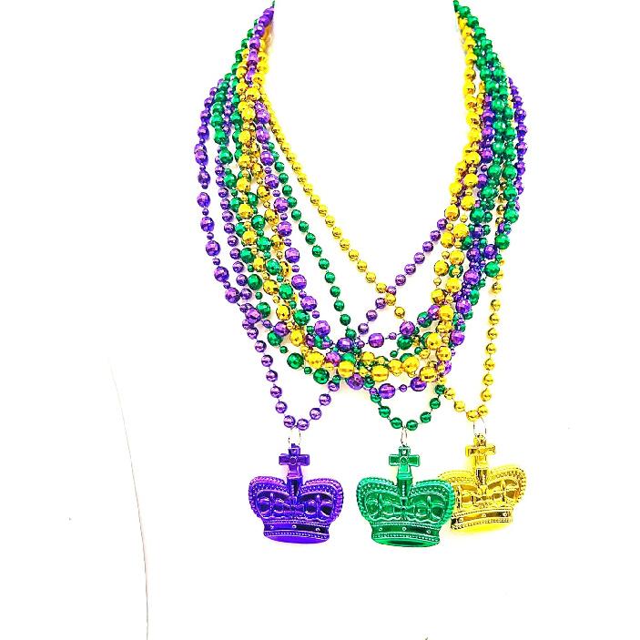 10 Pcs Mardi Gras Jumbo Ball Bead Necklaces Carnival Gold Purple Green Mardi Gras Beads Parade Holiday Party Supplies
