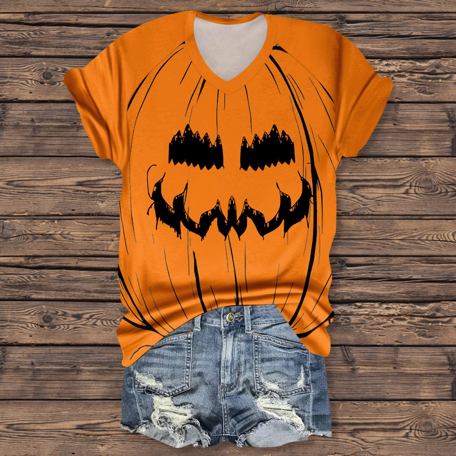 

Женская мода повседневная рубашка с рукавом три четверти и принтом букв на Хэллоуин XXL шафрановый