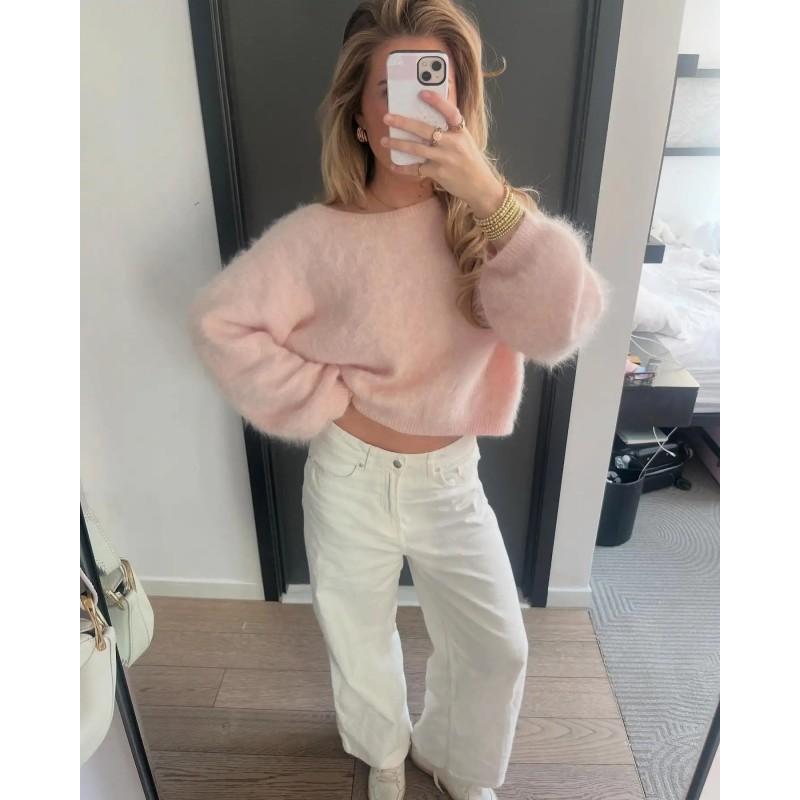 Womens Oversized Alpaca Blend Knit Sweater