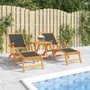 Day and Night - Day and Night Garden Chairs with Footrest 2 Pcs Acacia Wood and Textilene