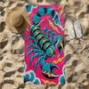 1pc Vibrant Blue Scorpion with Fiery Accents 2D Printed Microfiber Beach Towel, Quick Dry Super Absorbent. Great for Beach, Pool