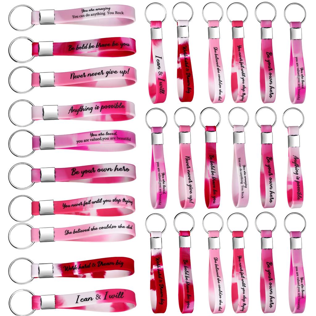 30 Stück Dankeschön Schlüsselanhänger Großhandel Mitarbeiter Wertschätzung Geschenk Motivierender Silikon Schlüsselring Inspirierende Zitate Schlüsselanhänger Personal App