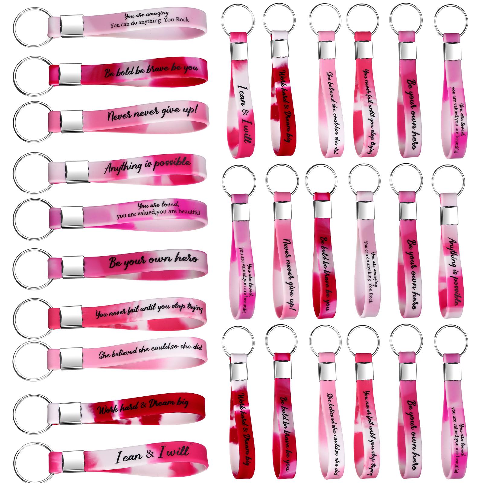 

30 шт. Брелок «Спасибо» оптом Подарок сотруднику для поощрения Мотивационный силиконовый брелок Брелки с вдохновляющей цитатой Персонал App бежевый