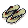 Takeharu Dam Geta-sandaler av rushgräs, Tillverkade i Japan, Runda, Tatami-sandaler, Storlek L, 23,5-24,5 cm, Prickiga/Svarta, 1 styck