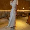 European and American Women's Clothing Summer New Sexy Temperament Lace Splicing Slim and Thin Long Dress