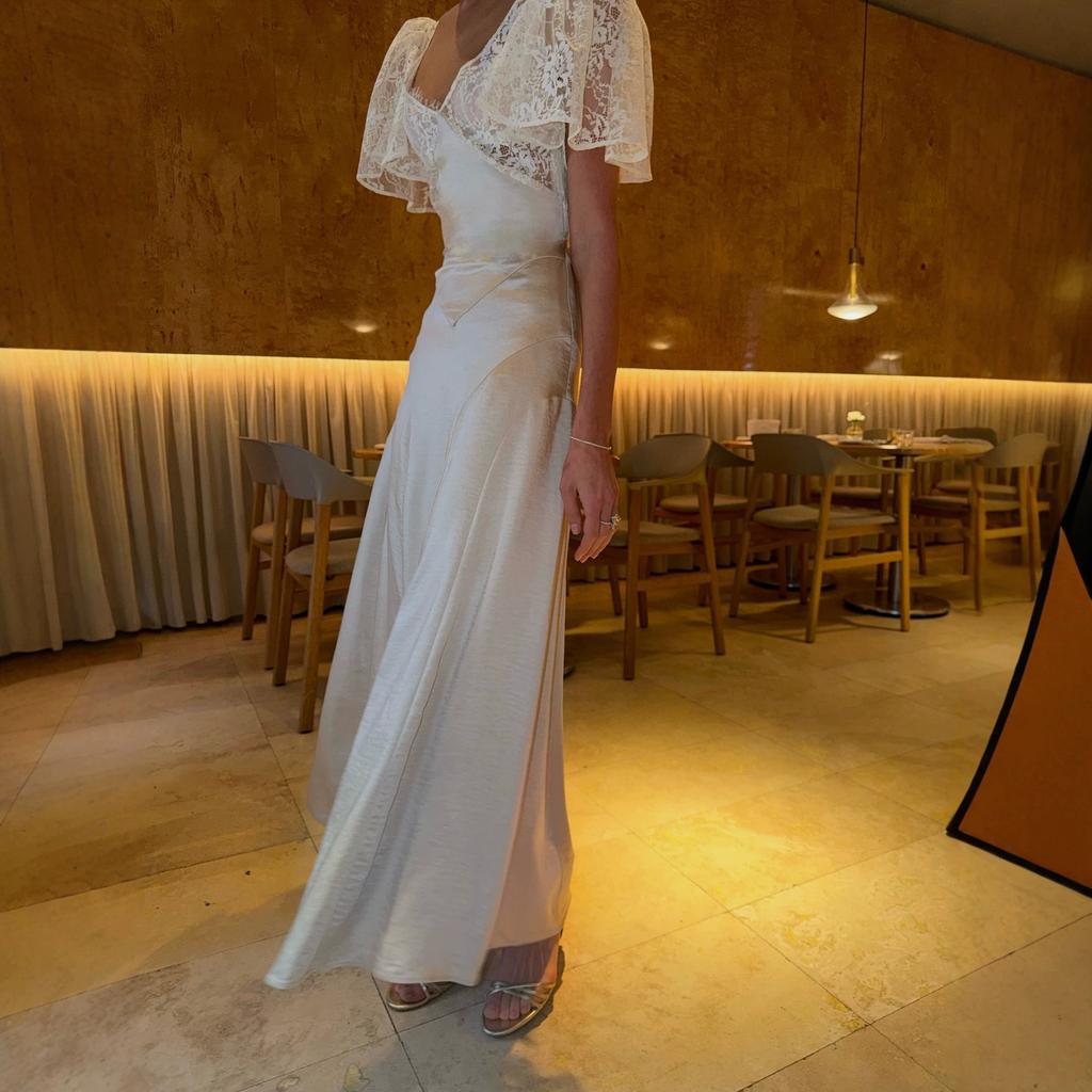 European and American Women's Clothing Summer New Sexy Temperament Lace Splicing Slim and Thin Long Dress