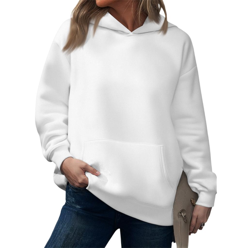 Fashionable Women's Hooded Sweatshirt Casual Pocket Top Loose Pullover