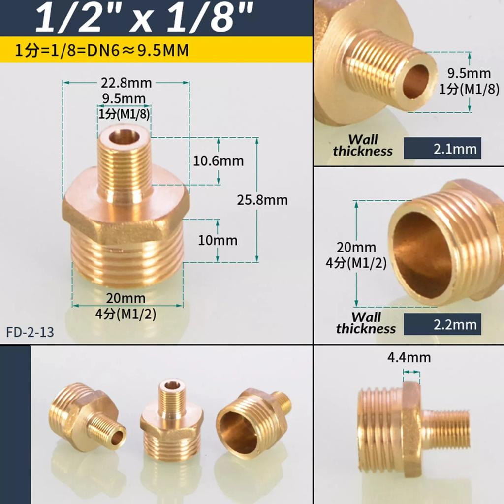 1/8" 1/4" 3/8" 1/2" 3/4" 1" BSP Messing Außengewinde zu Außengewinde Sechskant-Nippel Gleichmäßig Gerade Reduzierend Messing-Verbinder für Wasser Öl Gas