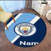 Custom Name Manchester City Printed Round Rug Carpet Chair Rug Area Rug Entryway Doormats,for Office Chair Living Room Bedroom Kitchen Room.