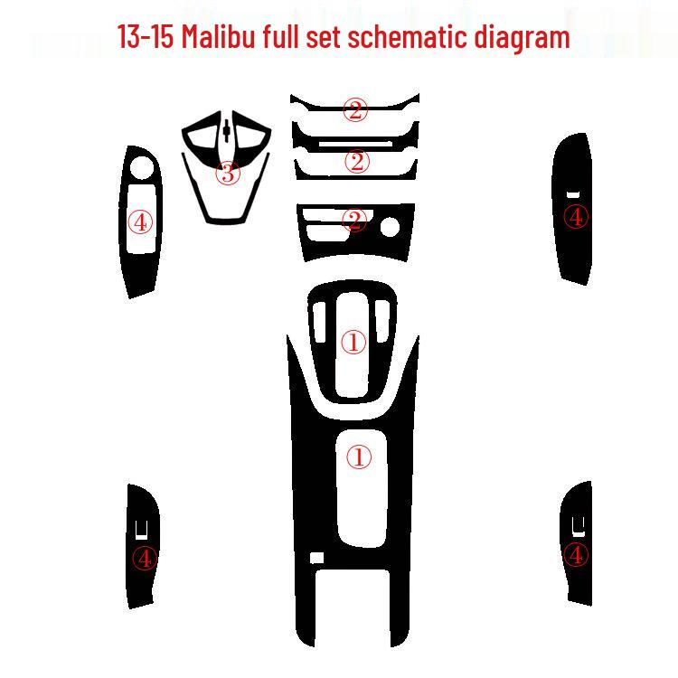 13-15 Malibu Interior Modification Stickers: Center Console Armrest & Gear Shift Decoration Film