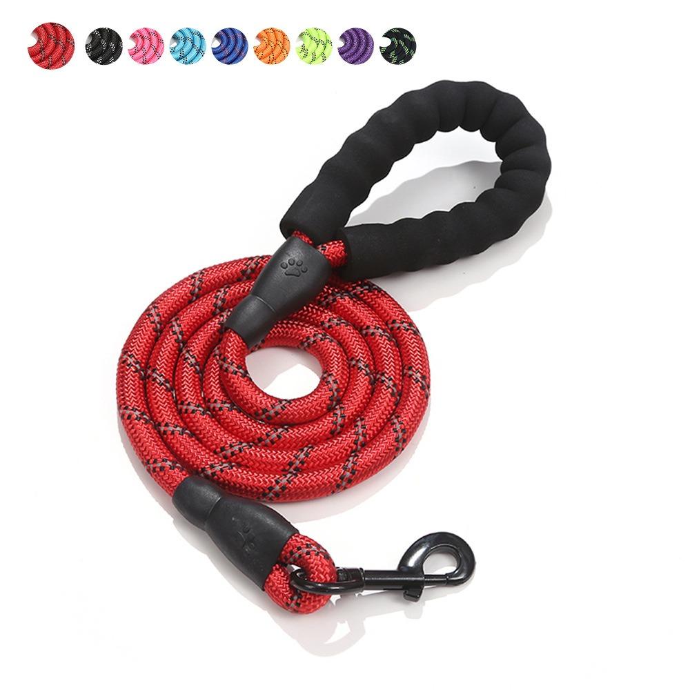 

Reflective nylon round rope dog leash, pet supplies large dog woven rope explosion-proof dog walking rope 1.5M*1.2cm красный