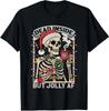 Retro Dead Inside But Jolly AF Skeleton Christmas Funny Xmas T-Shirt