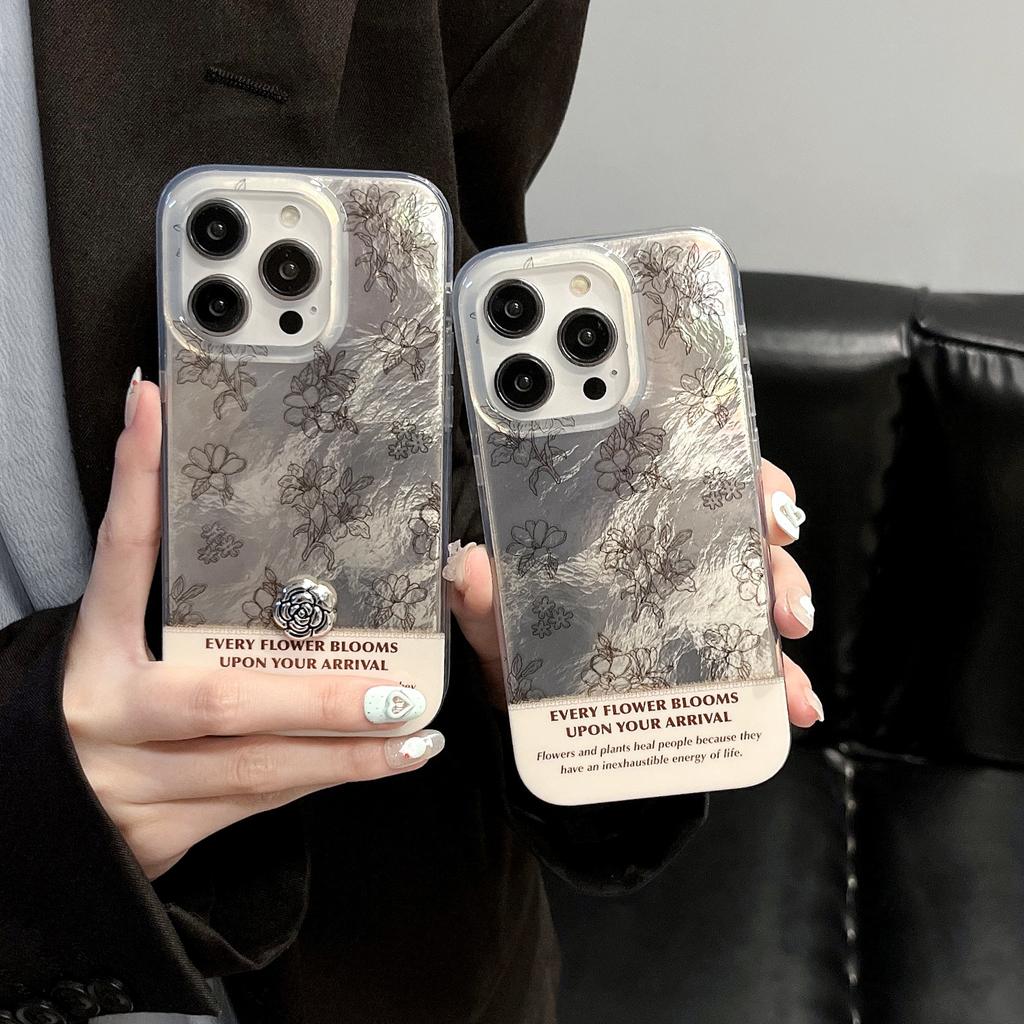 Retro style Camellia Is Suitable for IPhone16promax Phone Cases. It Features Double Layer IMD Flowers and Is Shockproof for IPhone 15