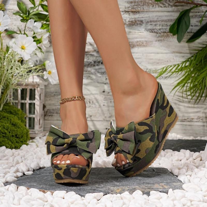 

Women Wedge Sandals 2025 Large Size Shoes Women Platform Outdoor Wedge Sandals Slip on Comfortable Bow Tie Slippers Slides Women 36 армия зеленый