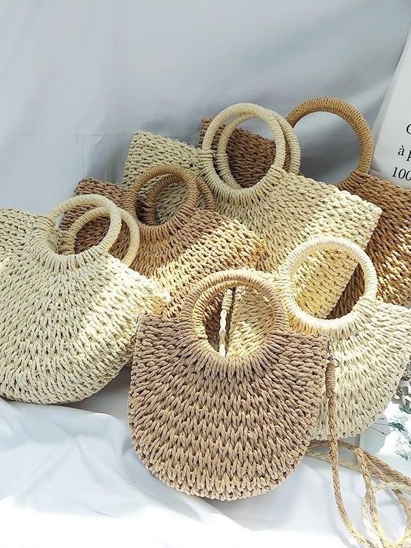 2026 Artistic Retro Round Woven Handbag - Large Capacity Women's Beach Bag
