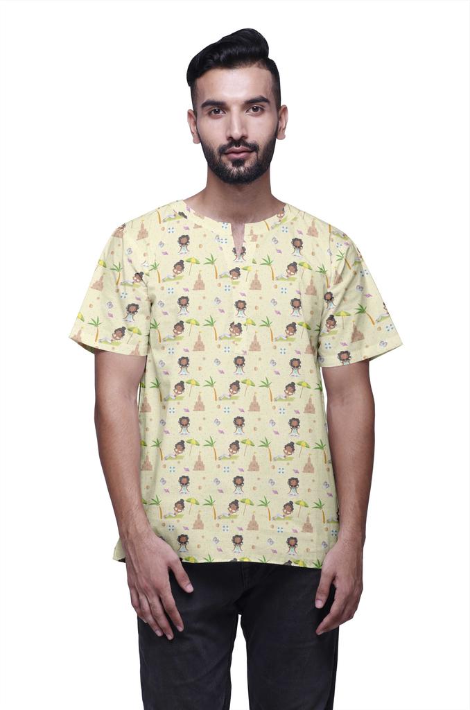 Atasi Tailored Fit Short Kurta Cotton Cambric Printed Keyhole Neck Casual