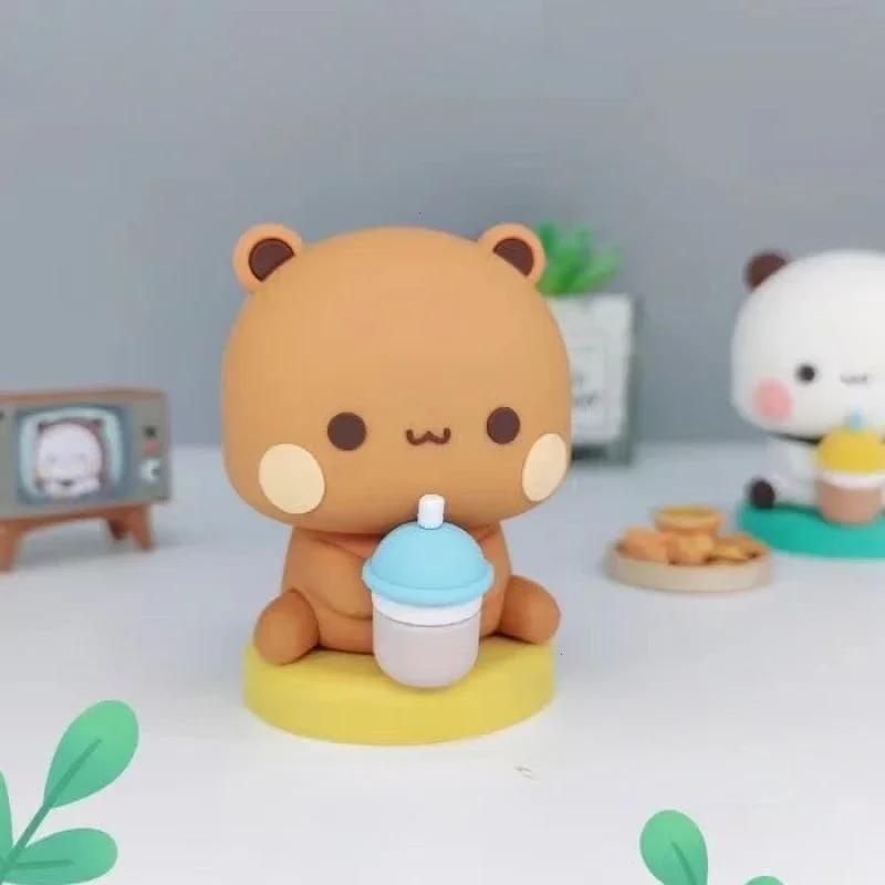 Cute Bubu Dudu Panda Bear Figure Kawaii Cartoon Panda Model Creative Animal Car Ornaments Collectible Bear Ornament Gift