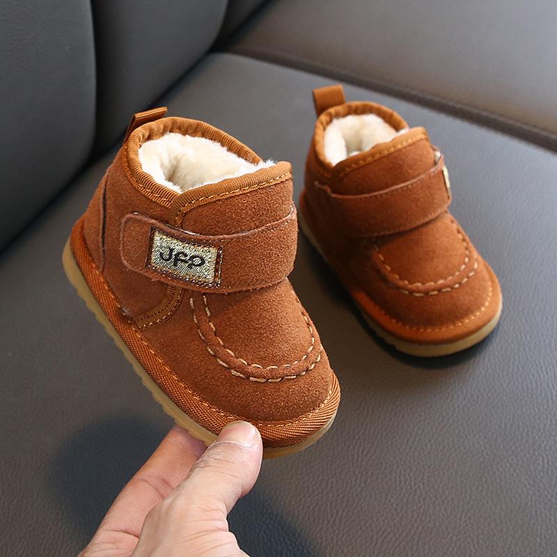 

Осінньо-зимові снігові чоботи для малюків віком 1-3 роки: Затишні дитячі туфлі для ходьби на підкладці з оксамиту Size 18: 13cm хакі