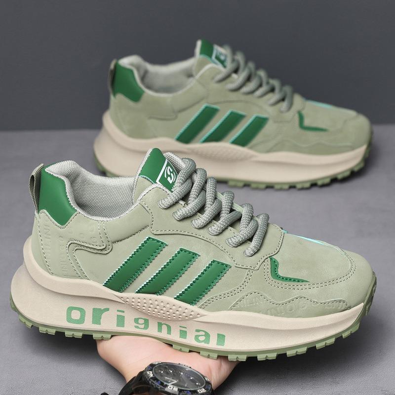 Spring and summer men's lace-up platform casual shoes leather fashion trendy shoes flat heel outdoor sports shoes