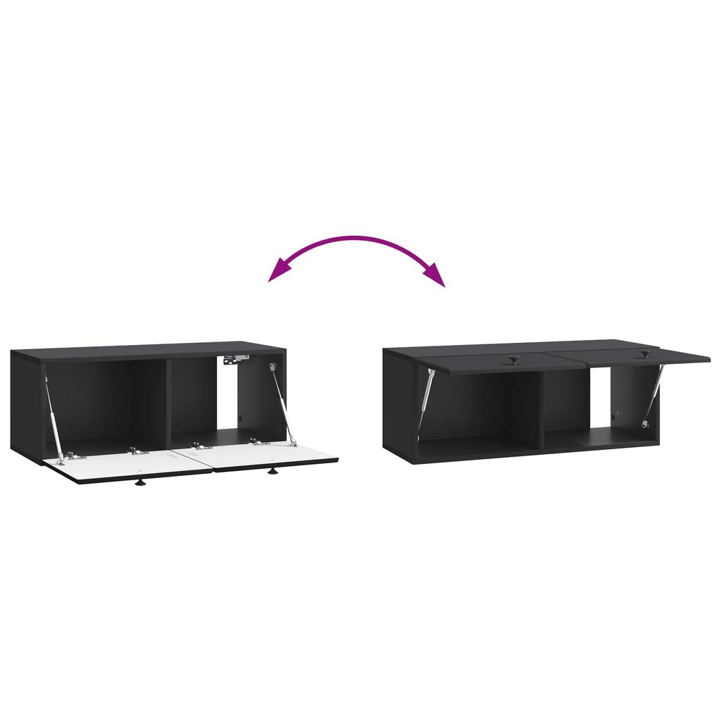 Wall Mounted TV Cabinet 78.5 X 31 X 30 Cm Black