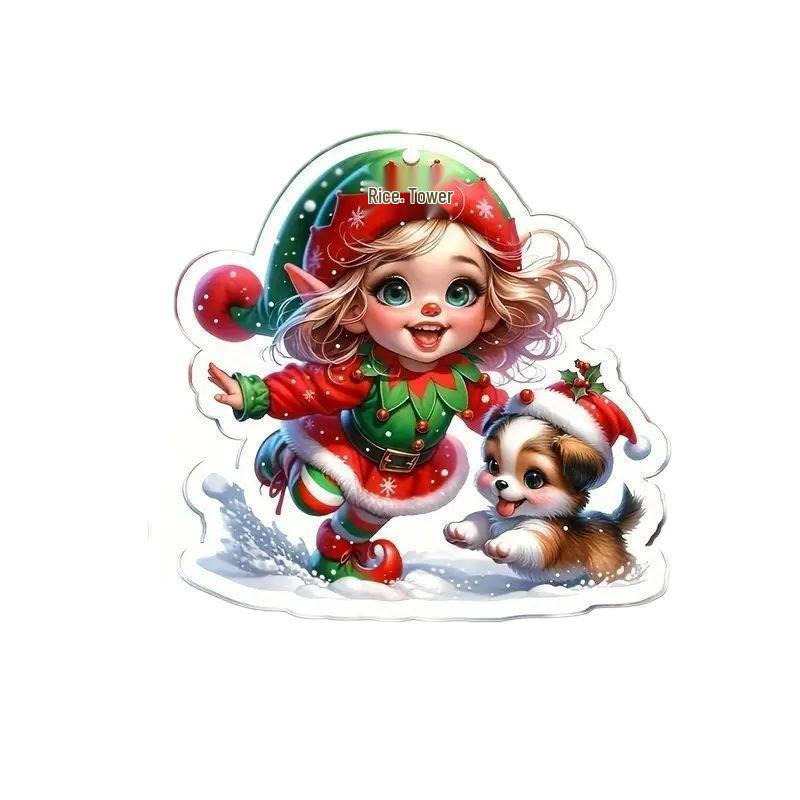 New Christmas Style Cute Girl Ornament: Acrylic Car Decoration & Backpack Pendant
