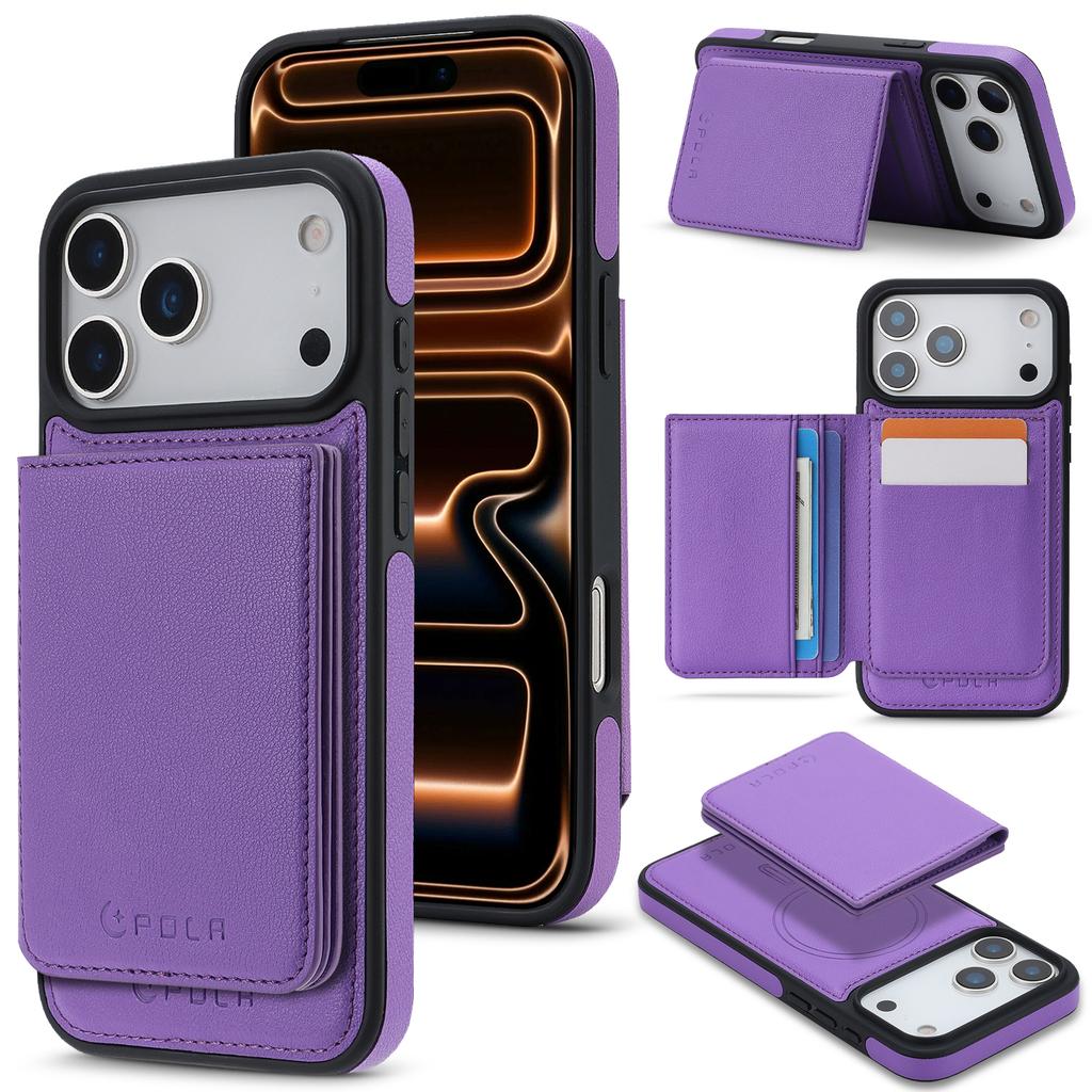 2 In 1 Detachable Magnetic Card Holder Leather Phone Case for IPhone 17 Pro Max 16 15 14 13 Shockproof for Magsafe Stand Cover