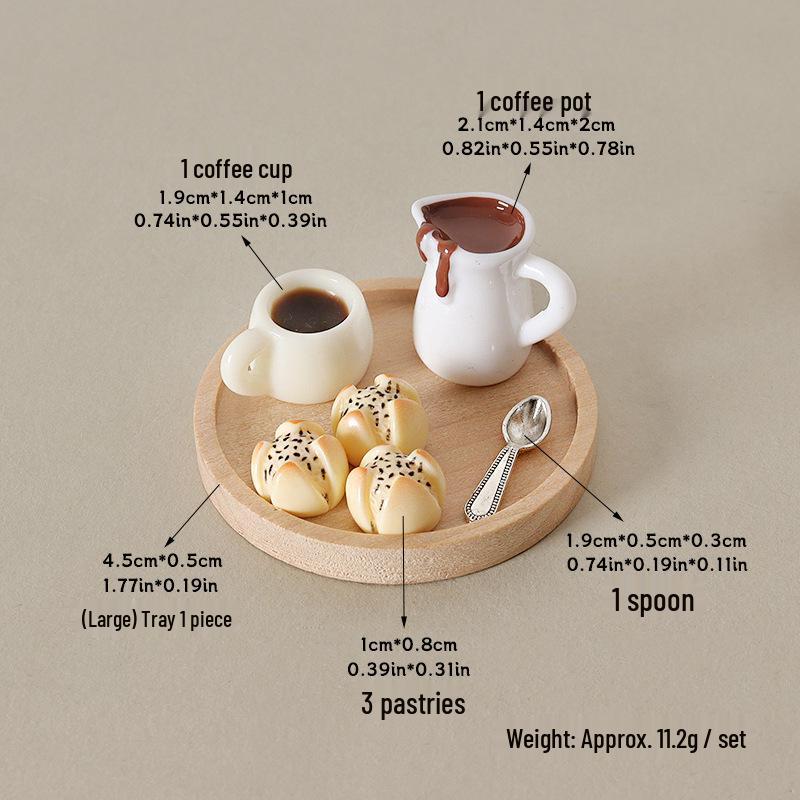 Handmade Mini Dollhouse Pastry Coffee Cup & Spoon Decoration Set