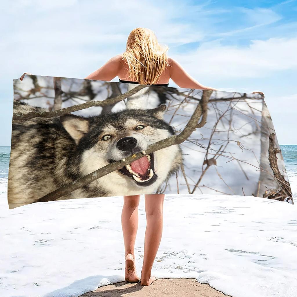 Wolf Beach Towel Groups of Wolves Wild Animal Design Soft Sand Free Bath Towel Quick Dry Sport Spa Yoga Gym Kitchen Hand Towels