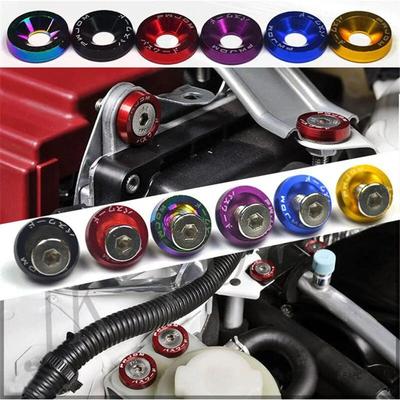 10 Stück/Set Auto Modifizierte Sechskantbefestiger Kotflügelunterlegscheiben Stoßstange Motor Konkave Schrauben Aluminium Kotflügelunterlegscheiben und M6 Bolzen.