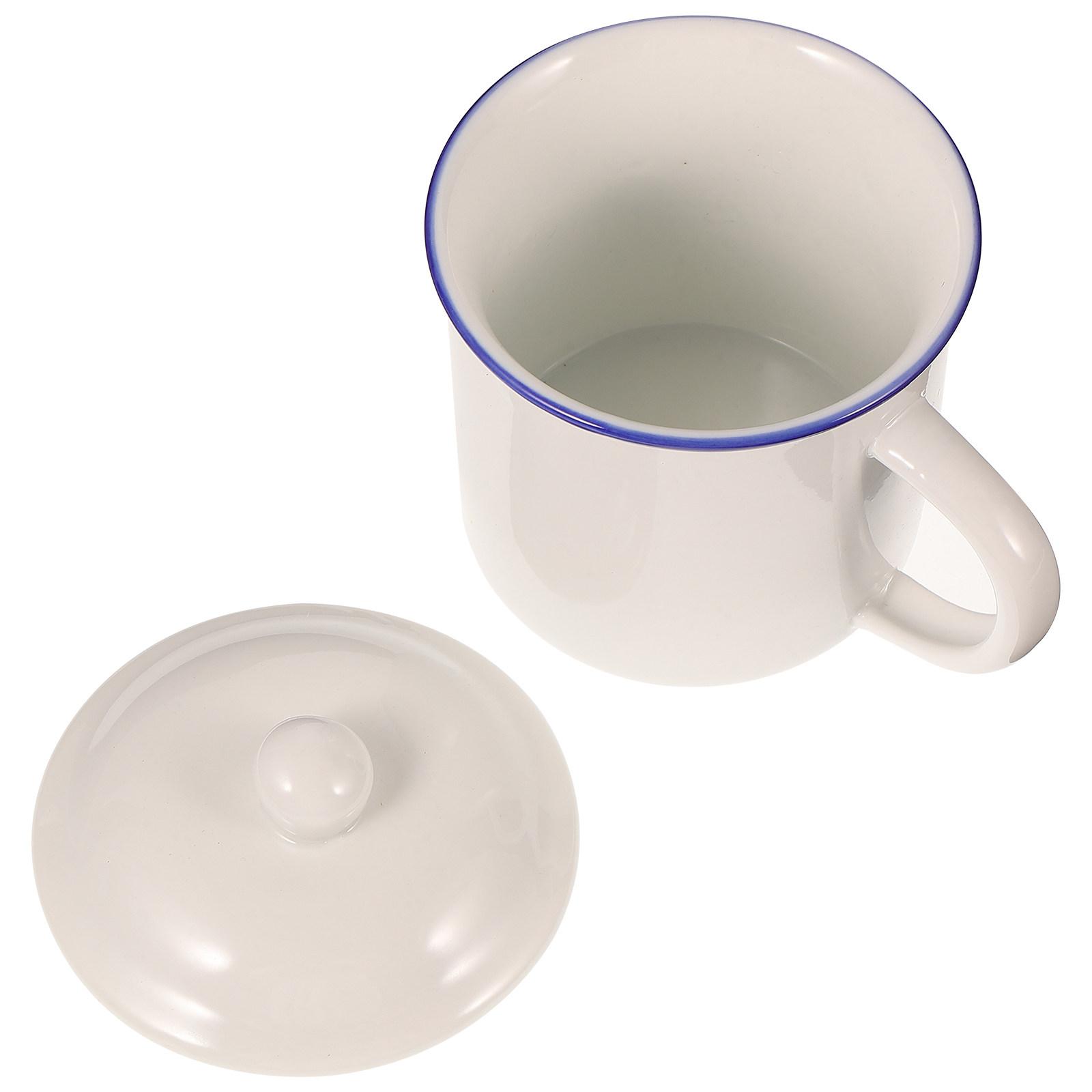 1Pcs Look Ceramic Mug Vintage Enamel Coffee Cup for Hot Beverages Tea Latte Cappuccino Home Cafe Use Smooth White other