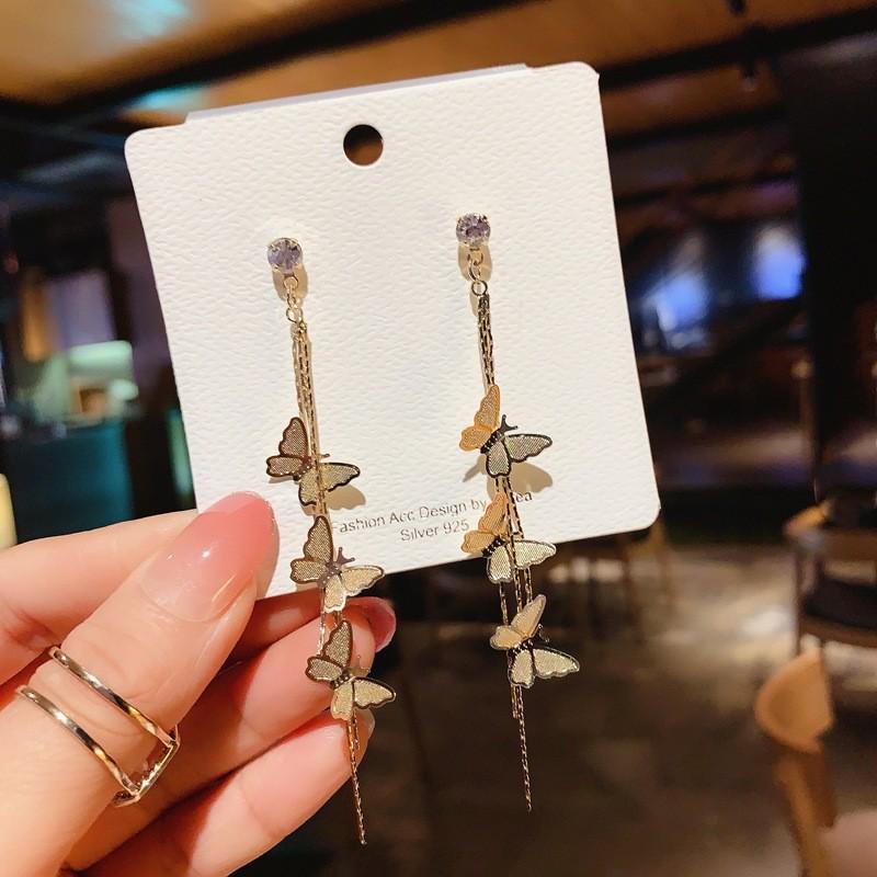 S925 Silver Geometric Tassel Stud Earrings: Fashionable Korean Style, Elegant Design, Versatile for Women