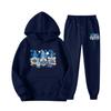 New European and American sweater sweatpants two-piece set loose casual hooded sweater set printed drawstring sweater