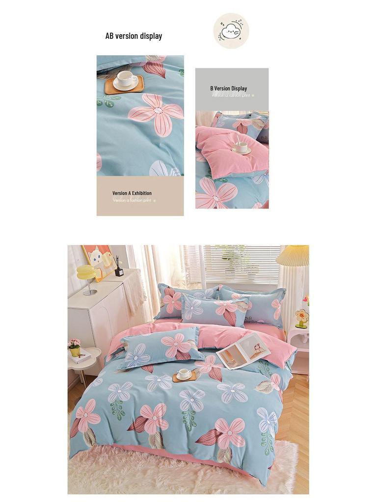 Gestreifte Bettwäsche aus gebürsteter Baumwolle für Herbst/Winter – Verdickter Bettbezug & Laken