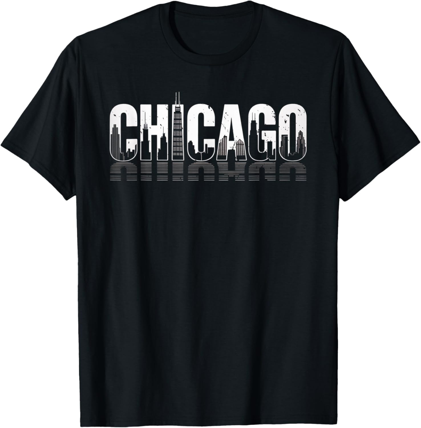 Chicago Skyline Retro Graphic Urban Cityscape Design T-Shirt S