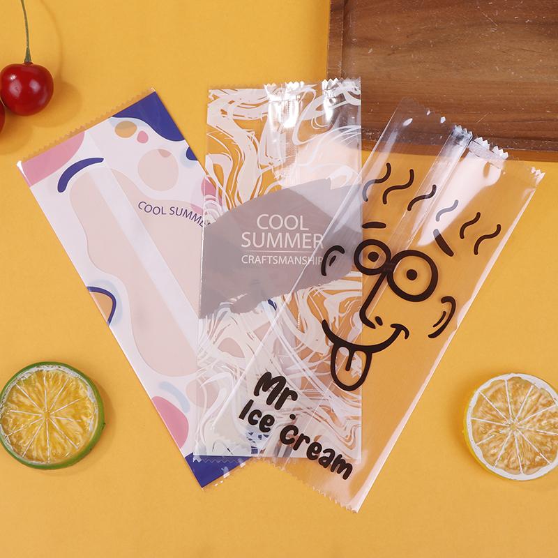 100Pcs/Pack Transparent Cartoon Ice Cream Machine-Sealed Bag Homemade Popsicle Plastic Bag Handmade Ice Cream Packing Bags