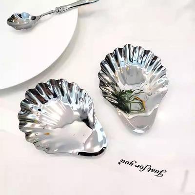 Stainless Steel Plate Shell Shaped Dish Metal Cheese Dessert Use Dish Plate  Stowing Metal Tray Soap Case Table Decoration
