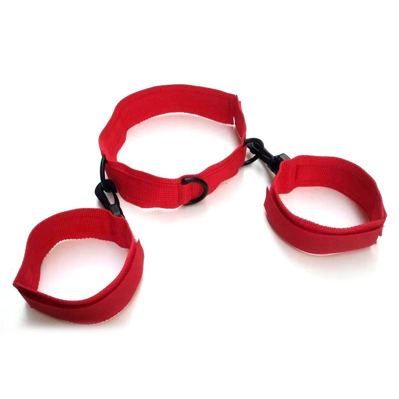 BDSM Restraint Set Wrist Cuffs Collar Adjustable Nylon Strap Bondage Kit for Couples Role Play Adult Bedroom Accessories