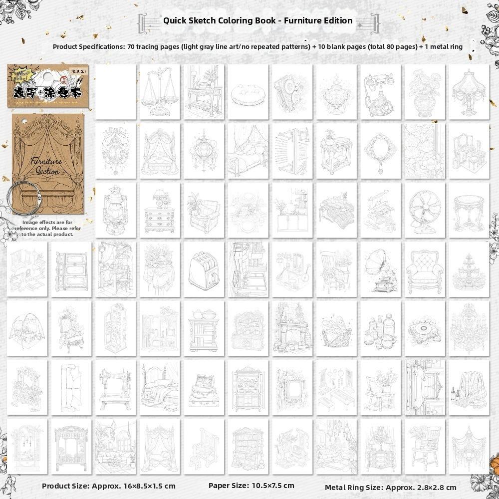 

80 Page Thick Paper Drawing Notebook Metal File Style Cover Coloring Notebook for Kids Relaxation Practice Art Sketchbook