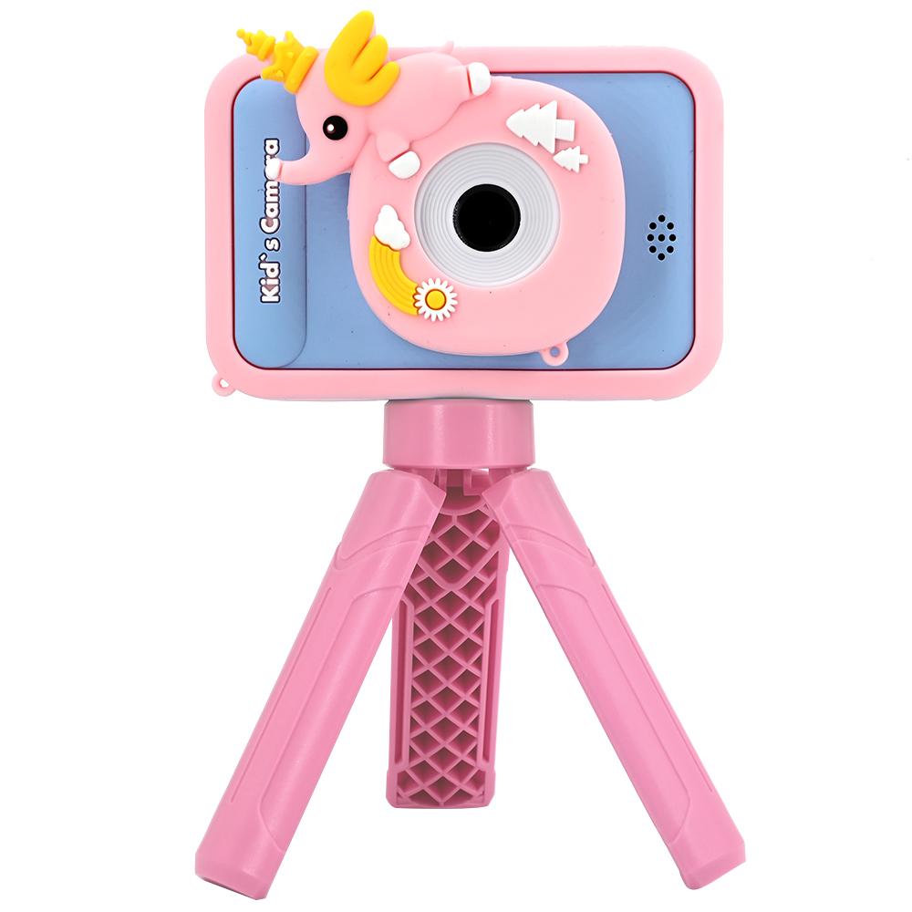 

AC10 HD Dual Lens 2.4 Inch IPS Screen Kids Camera with Tripod+32GB Memory Card Pink