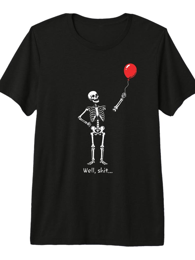 Unisex T-shirt Funny Skeleton Holding Red Balloon Halloween Premium Tri-Blend T-Shirt