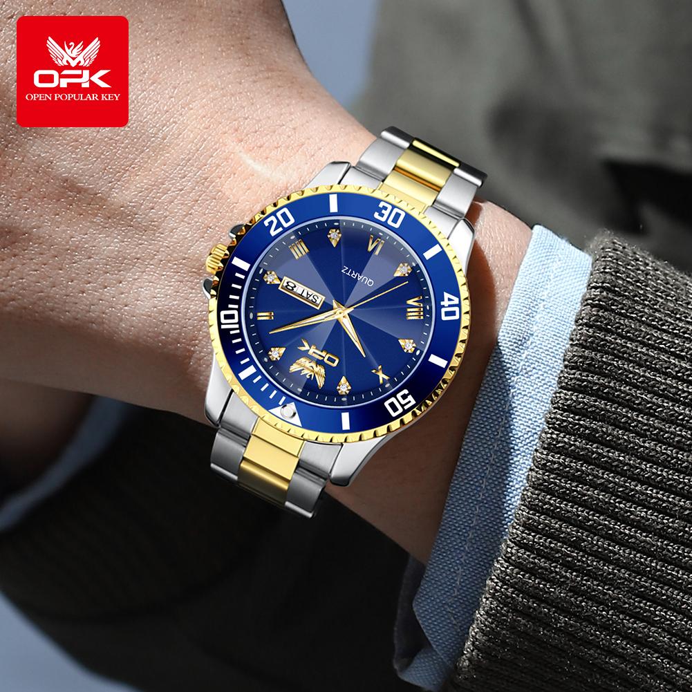 OPK 8171 Man Quartz Watch Original Luminous Waterproof 42mm Dial Week Calendar Fashion Business Men Watches