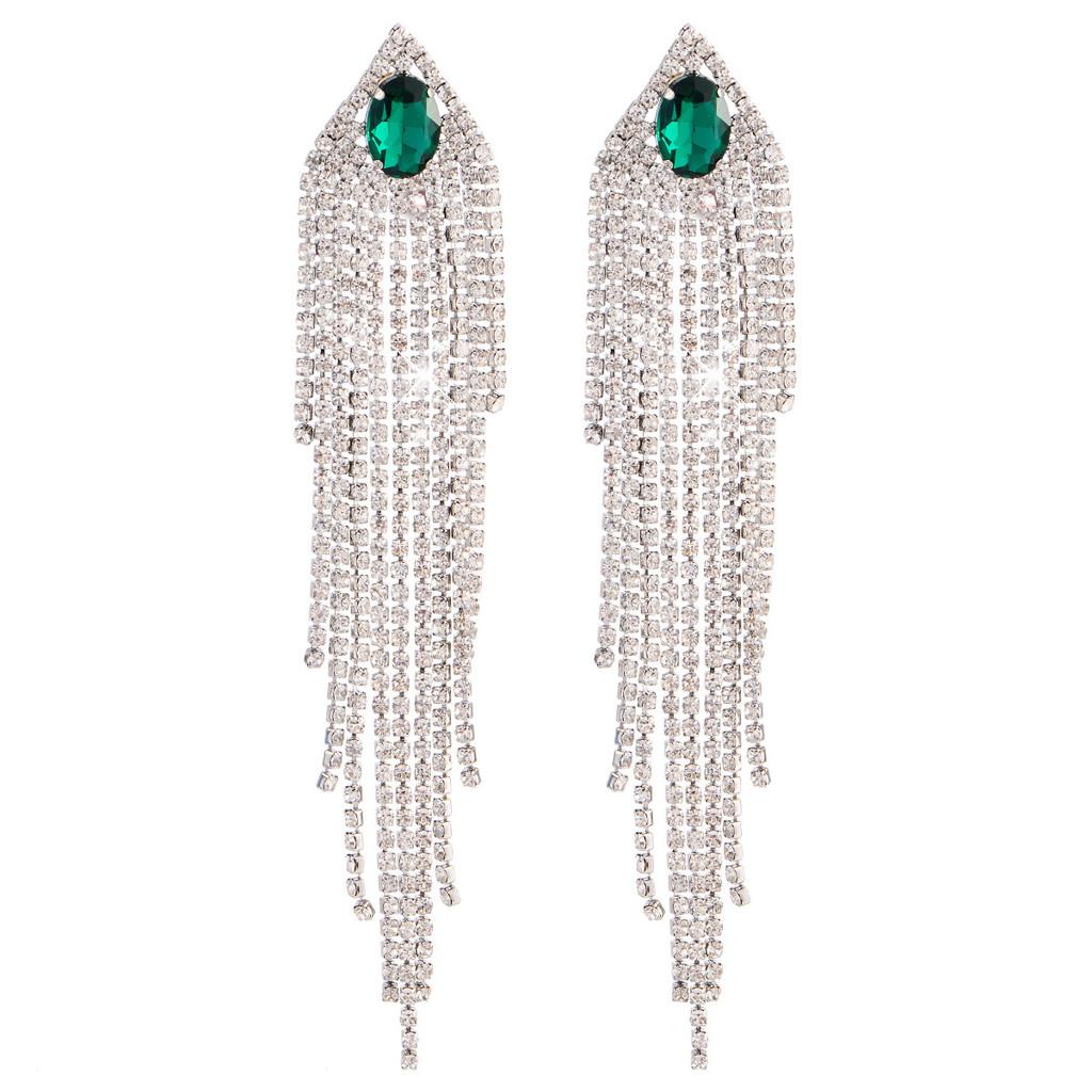Artificial Crystal Dangle Earrings With Geometric Design For Bridal And Evening Wear