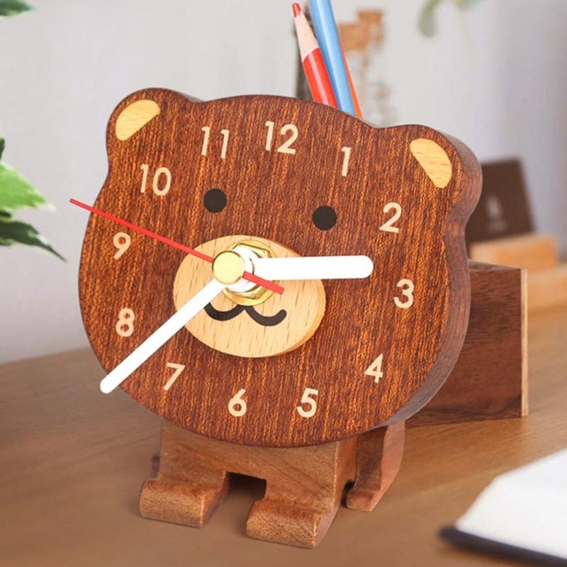 Elegant Solid Wood Clock Small Size and Cartoon Designing For Quiet Home Decoration Quiet Mechanism