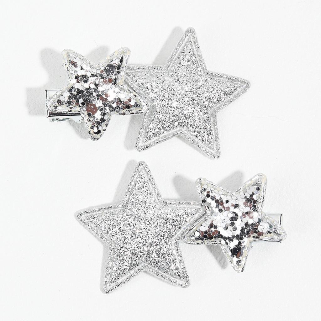New Silver Star Hair Clip for Kids Girls Pink Glitter Hairpins Side Bangs Clip Barrettes Children Cute Headwear Hair Accessories