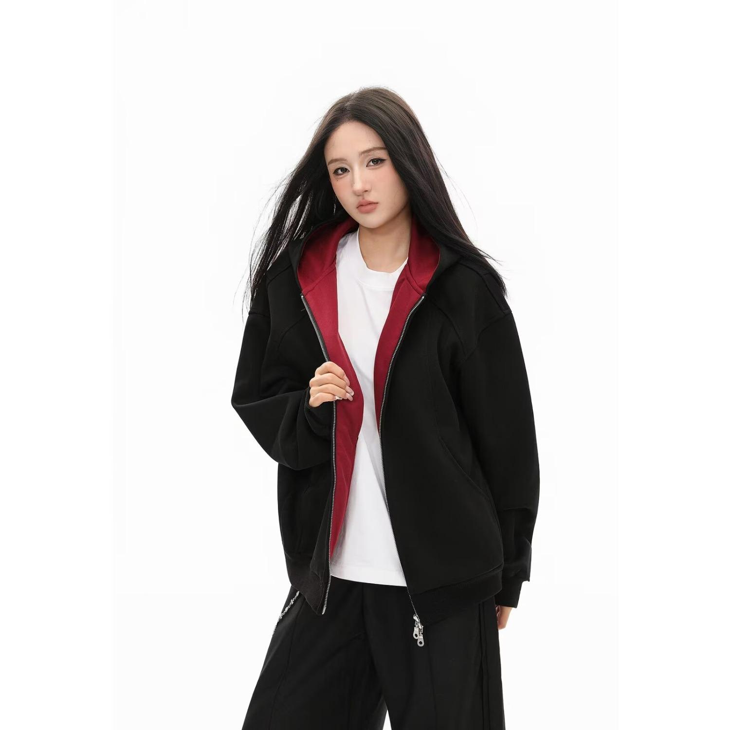 2025 Heavyweight Color Block Hoodie Cardigan for Men & Women - Spring/Autumn Trendy American Brand Medium