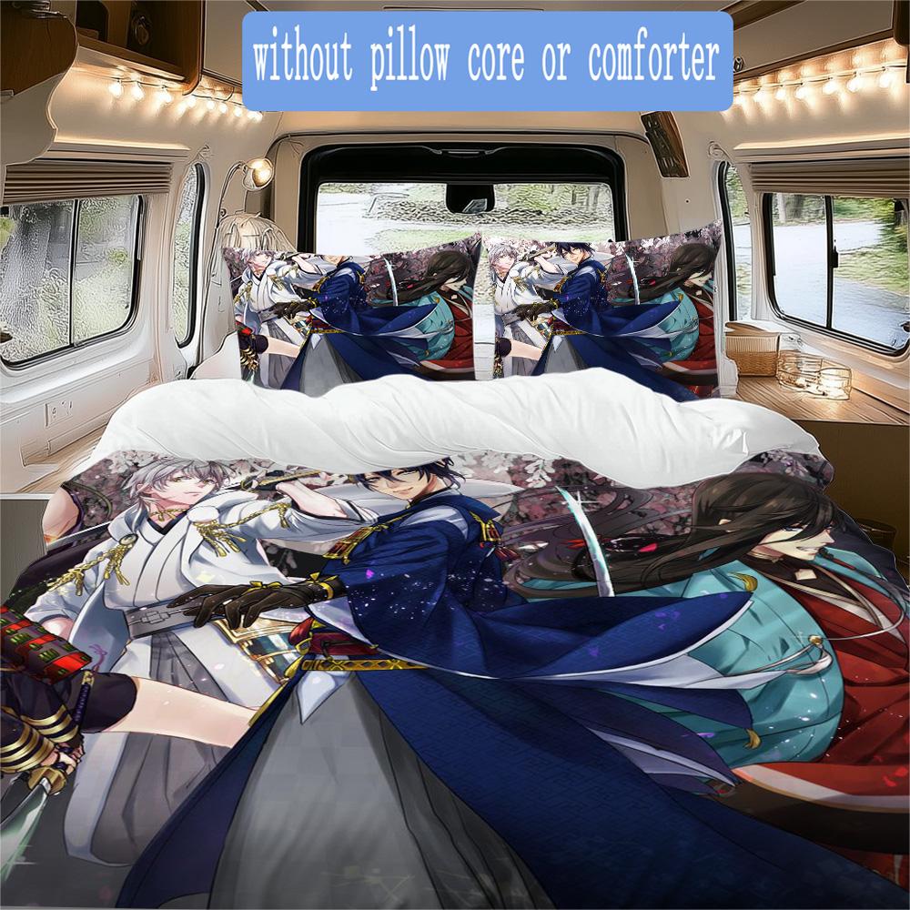 Tōken Ranbu Pattern Bedding,Quilt Set Quilt Cover Pillowcase Home Birthday Gift (1*duvet cover+2*pillowcase,without core)FSJT261012060